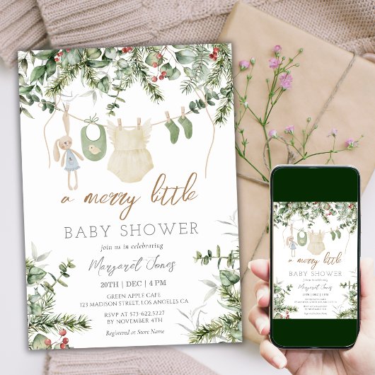 Een vrolijk beetje | Boho Girl Winter Baby shower Kaart