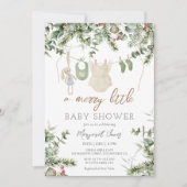 Een vrolijk beetje | Boho Girl Winter Baby shower Kaart (Voorkant)