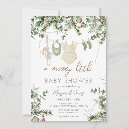 Een vrolijk beetje | Boho Girl Winter Baby shower Kaart (Voorkant)