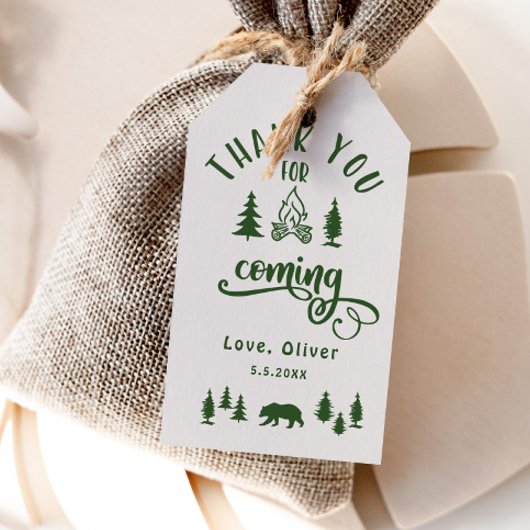 Een vrolijk camper verjaardagsfeestje cadeaulabel