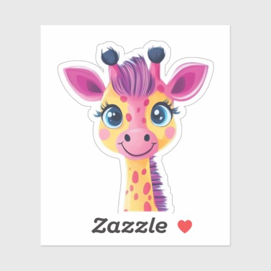 Een vrolijk en grillig ontwerp van een jonge giraf sticker (Vel)