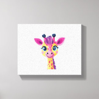 Een vrolijk en speels ontwerp van een jonge giraff canvas afdruk
