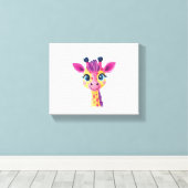 Een vrolijk en speels ontwerp van een jonge giraff canvas afdruk (Insitu (Houten vloer))