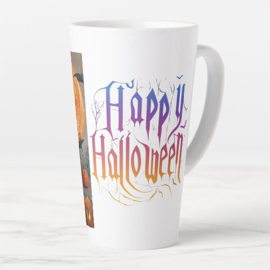 Een vrolijk Halloween Large Latte Mok ontwerp. (Rechterhoek)