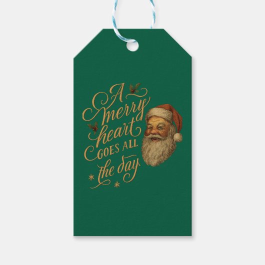 Een vrolijk hart gaat de hele dag mee cadeaulabel (Voorkant)