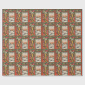 Een vrolijk kerstfeest, Bells en Snowy Village Cadeaupapier (Vlak)