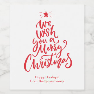 Een vrolijk kerstfeest gepersonaliseerde wijnlabel wijn etiket