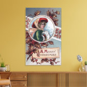 Een vrolijk kerstfeest in Winter Apparel Canvas Afdruk (Insitu (Woonkamer))