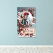 Een vrolijk kerstfeest in Winter Apparel Canvas Afdruk (Insitu (Houten vloer))