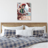 Een vrolijk kerstfeest in Winter Apparel Canvas Afdruk (Insitu (Slaapkamer))