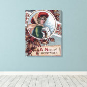 Een vrolijk kerstfeest in Winter Apparel Canvas Afdruk (Insitu (Houten vloer))