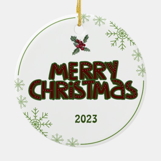 Een  vrolijk kerstfeest keramisch ornament (Achterkant)