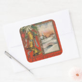  "Een vrolijk kerstfeest" met Bells Vierkante Sticker (Envelop)