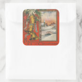  "Een vrolijk kerstfeest" met Bells Vierkante Sticker (Tas)