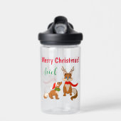 Een vrolijk kerstfeest met mama Fox en Baby Fox Waterfles (Voorkant)