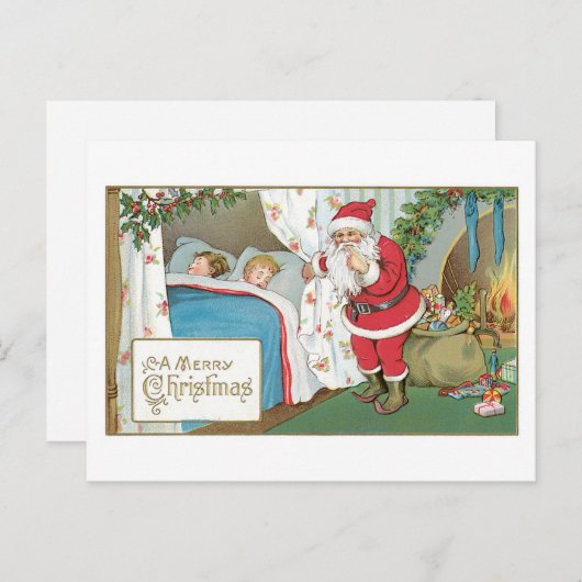 Een vrolijk kerstfeest met slapende kinderen en ke feestdagenkaart (Voorkant / Achterkant)