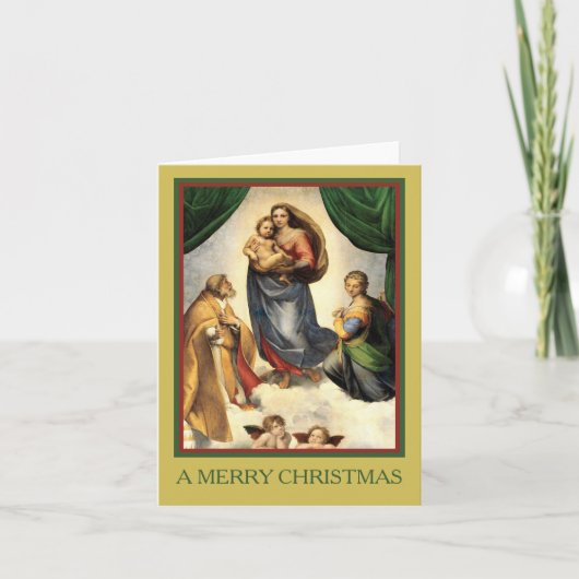Een vrolijk kerstfeest Raphael Madonna en Christus Feestdagen Kaart (Voorkant)