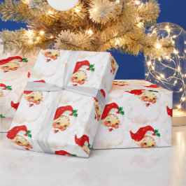 Een vrolijk kerstfeest, retro santa cadeaupapier