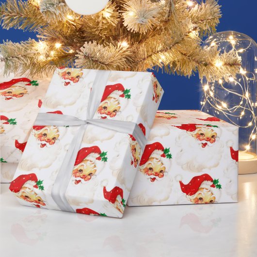 Een vrolijk kerstfeest, retro santa cadeaupapier (Feestdagen)