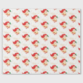 Een vrolijk kerstfeest, retro santa cadeaupapier (Vlak)