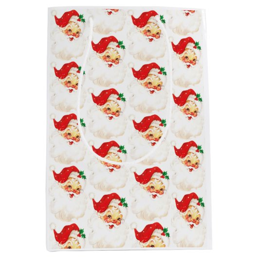 Een vrolijk kerstfeest, retro santa medium cadeauzakje (Voorkant)