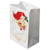Een vrolijk kerstfeest, retro santa medium cadeauzakje (Achterkant Gekanteld)