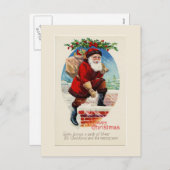 Een vrolijk kerstfeest  Santa Briefkaart (Voorkant / Achterkant)