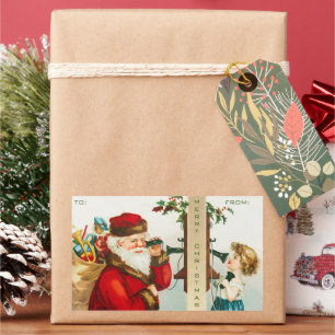 Een vrolijk kerstman door Ellen Clapsaddle Rechthoekige Sticker