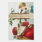 Een vrolijk kerstman door Ellen Clapsaddle Theedoek (Verticaal)