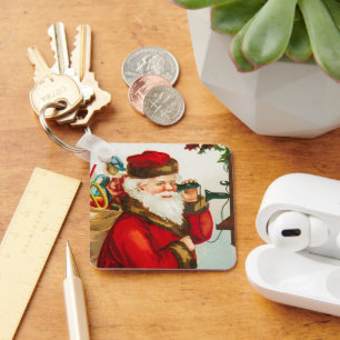 Een vrolijk Kerstmis Kerstman door Ellen Clapsaddl Sleutelhanger