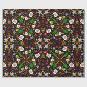 Een vrolijk kerstpatroon als dwaaswereld cadeaupapier (Vlak)
