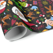 Een vrolijk kerstpatroon als dwaaswereld cadeaupapier (Rol Hoek)