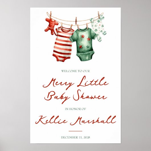 Een vrolijk klein Baby shower, babykleding welkom Poster (Voorkant)