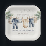 Een vrolijk klein Baby shower Christmas Boy Shower Papieren Bordje<br><div class="desc">Een vrolijk klein Baby shower Kerstblauw Baby Boy Baby shower Borden</div>