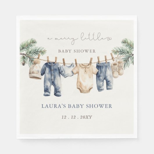 Een vrolijk klein Baby shower Christmas Boy Shower Servet (Voorkant)