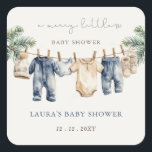 Een vrolijk klein Baby shower Christmas Boy Shower Vierkante Sticker<br><div class="desc">Een vrolijk klein Baby shower Christmas Blue Baby Boy Baby shower Sticker</div>