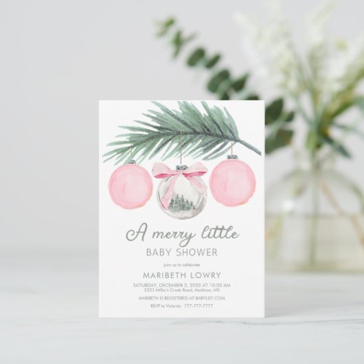 Een vrolijk klein Baby shower | Kerstdouche Briefkaart (Staand voorkant)