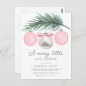 Een vrolijk klein Baby shower | Kerstdouche Briefkaart (Voorkant / Achterkant)