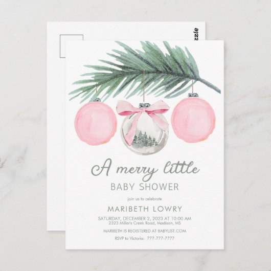 Een vrolijk klein Baby shower | Kerstdouche Briefkaart (Voorkant / Achterkant)