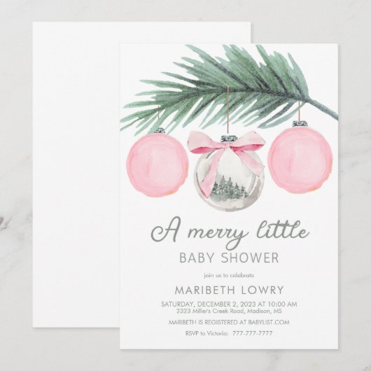 Een vrolijk klein Baby shower | Kerstdouche Kaart (Voorkant / Achterkant)