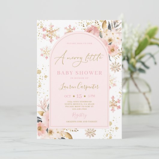 Een vrolijk klein Baby shower meisje Kaart (Staand voorkant)