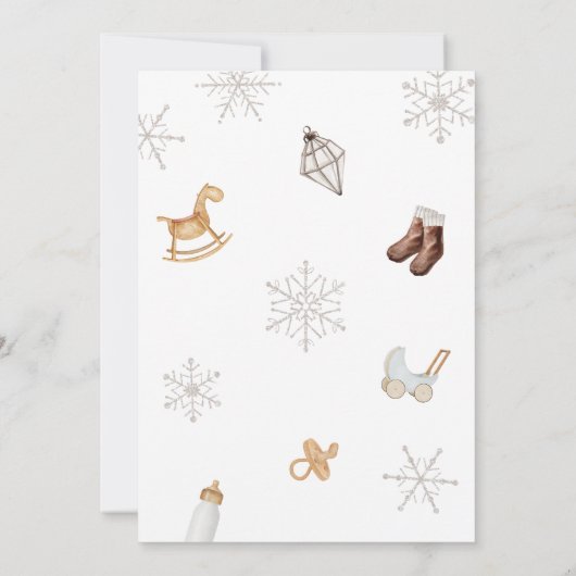 Een vrolijk klein Baby shower met winterse kerst Kaart (Achterkant)