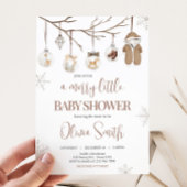 Een vrolijk klein Baby shower met winterse kerst Kaart