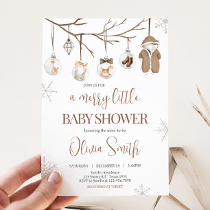 Een vrolijk klein Baby shower met winterse kerst Kaart