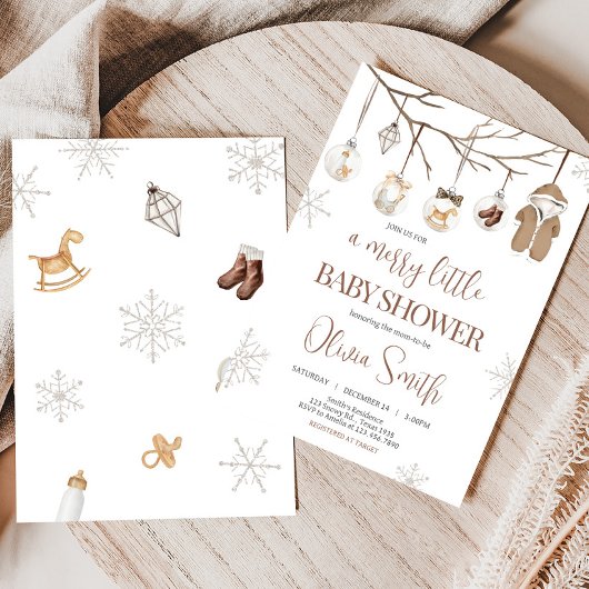 Een vrolijk klein Baby shower met winterse kerst Kaart