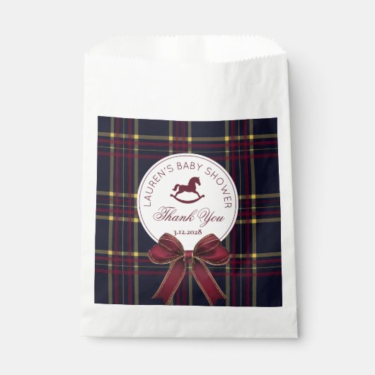 Een vrolijk klein Baby shower Rocking horse Bedank Bedankzakje (Voorkant)