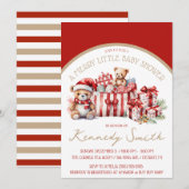 Een vrolijk klein Baby shower, rood & beige douche Kaart (Voorkant / Achterkant)