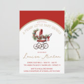 Een vrolijk klein Baby shower, rood & beige douche Kaart (Staand voorkant)