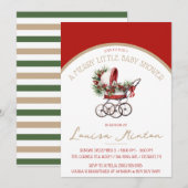 Een vrolijk klein Baby shower, rood & beige douche Kaart (Voorkant / Achterkant)