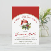 Een vrolijk klein Baby shower, rood & groen douche Kaart (Staand voorkant)